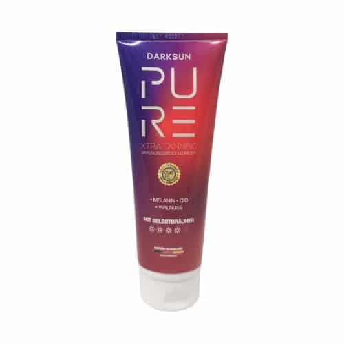 Pure Xtra Tanning M-Q10 125ml soliariumo kremas - violetinė-raudona-oranžinė pereinančių spalvų pakuotė, su M-melaninu, kofermentu Q10 ir graikinių riešutų aliejumi intensyviam įdegiui ir odos atjauninimui