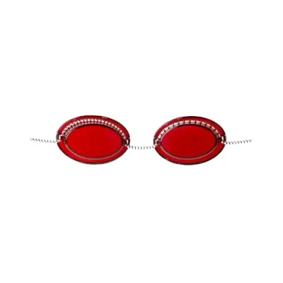 raudoni soliariumo akiniai su gumyte 'schutzbrille mit gummizug red'