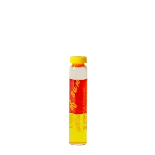 Art of Sun 2-Phasen ampulė 2ml dvifazis veido aliejus - ampulė su geltonu dangteliu ir dviem fazėmis (raudona ir geltona), su tirozinu, beta-karotinu, žemės riešutų ir laukinių morkų aliejais intensyviam veido ir kaklo įdegiui