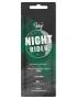 Inky Night Rider 150x bronzer 15ml vyriškas soliariumo kremas - juoda pakuotė su žaliu apskritimu, su natūraliais bronzantais ir drėkinančiais ingredientais, kalnų aromatu greitam įdegiui ir odos priežiūrai