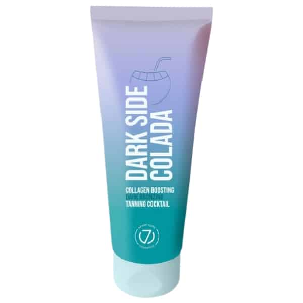 Dark Side Colada soliariumo kremas 100 ml – kolageną skatinantis, tamsinantis įdegio losjonas su bronzantais, mėlynos-violetinės spalvos pakuotė