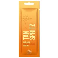 Tan Spritz soliariumo kremas 15 ml – įdegį greitinantis ir nuo odos senėjimo saugantis losjonas su citrusiniu kvapu, oranžinės spalvos pakuotė