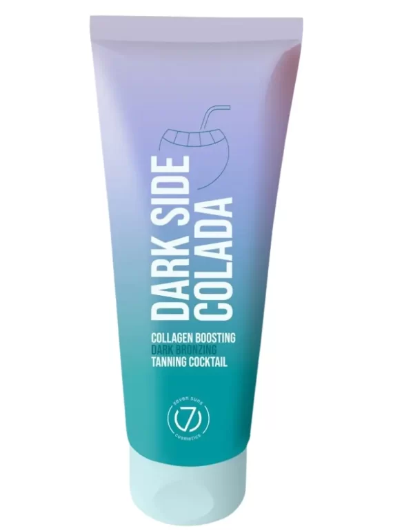 Dark Side Colada soliariumo kremas 100 ml – kolageną skatinantis, tamsinantis įdegio losjonas su bronzantais, mėlynos-violetinės spalvos pakuotė