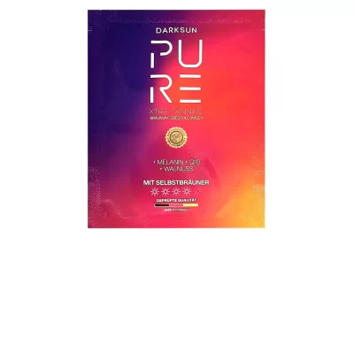 Pure Xtra Tanning M-Q10 15ml soliariumo kremas - violetinė-raudona-oranžinė pereinančių spalvų pakuotė, su M-melaninu, kofermentu Q10 ir graikinių riešutų aliejumi intensyviam įdegiui ir odos atjauninimui