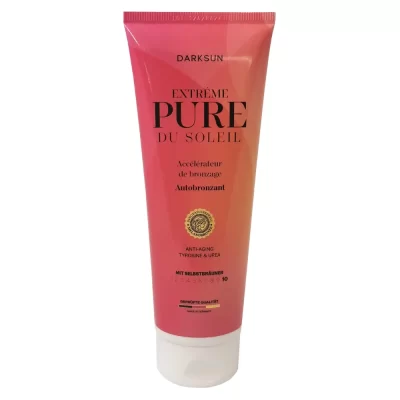 Darksun Pure Du Soleil Extreme T-Urea 125ml soliariumo kremas - kreminė-raudona pereinančių spalvų pakuotė, su tirozinu ir urea kompleksu, skirtas prabangiam įdegiui ir intensyviam odos drėkinimui bei odos senėjimo prevencijai