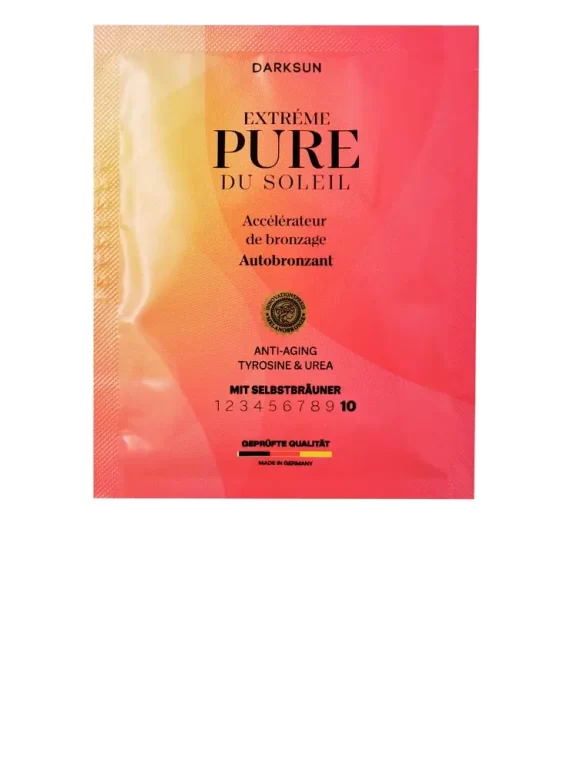 Darksun Pure Du Soleil Extreme T-Urea 15ml soliariumo kremas - kreminė-raudona pereinančių spalvų pakuotė, su tirozinu ir urea kompleksu, skirtas prabangiam įdegiui ir intensyviam odos drėkinimui bei odos senėjimo prevencijai