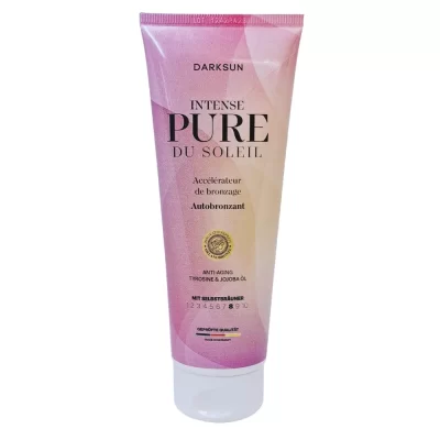 Darksun Pure Du Soleil Intense 125ml soliariumo kremas - rožinė-kreminė pereinančių spalvų pakuotė, su tirozinu ir simondsijų aliejumi prabangiam įdegiui ir odos elastingumui