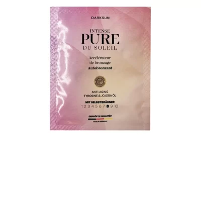 Darksun Pure Du Soleil Intense 15ml soliariumo kremas - rožinė-kreminė pereinančių spalvų pakuotė, su tirozinu ir simondsijų aliejumi prabangiam įdegiui ir odos elastingumui