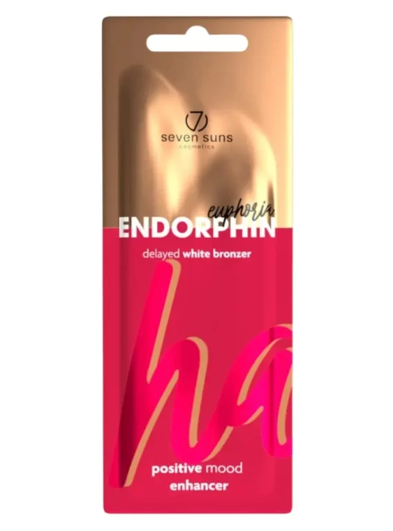 Seven Suns Endorphin Euphoria ilgai veikiantis baltasis bronzantas (delayed white bronzer) 15 ml pakuotė auksinio ir ryškiai rausvo dizaino