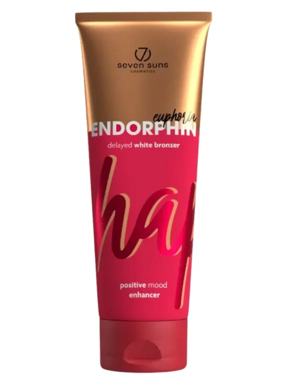 Seven Suns Endorphin Euphoria ilgai veikiantis baltasis bronzantas (delayed white bronzer) 250 ml pakuotė auksinio ir ryškiai rausvo dizaino